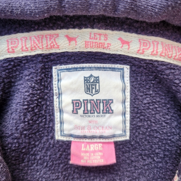 PINK Victoria's Secret Y2K Chargers Bling Logo Full Zip Hoodie Blue Jacket, Sz L - Picture 7 of 8